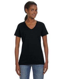 Anvil Ladies Lightweight V-Neck T-Shirt 88VL | Black - Front