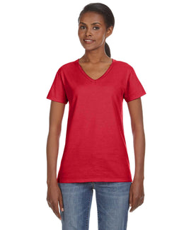 Anvil Ladies Lightweight V-Neck T-Shirt 88VL | Red - Front