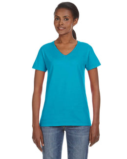 Anvil Ladies Lightweight V-Neck T-Shirt 88VL | Caribbean Blue - Front