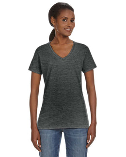 Anvil Ladies Lightweight V-Neck T-Shirt 88VL | Heather Dk Grey - Front