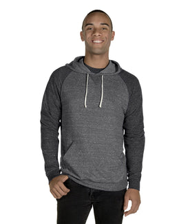 Jerzees Snow Heather Raglan Hoodie 90MR | Char Hth/ Bl Ink - Front