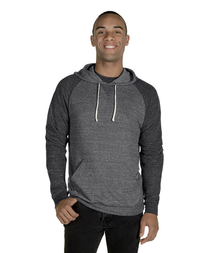 Jerzees Snow Heather Raglan Hoodie 90MR | Char Hth/ Bl Ink - Front