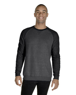 Jerzees Snow Heather French Terry Crewneck Sweatshirt 91MR | Char Hth/ Bl Ink - Front