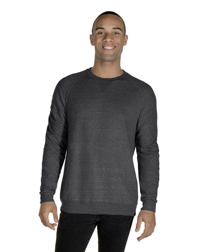 Jerzees Snow Heather French Terry Crewneck Sweatshirt 91MR | Charcl Snow Hth - Front