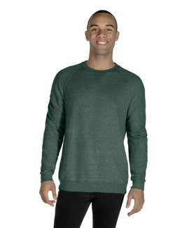 Jerzees Snow Heather French Terry Crewneck Sweatshirt 91MR | Frst Grn Snw Hth - Front