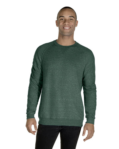 Jerzees Snow Heather French Terry Crewneck Sweatshirt 91MR | Frst Grn Snw Hth - Front