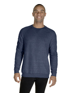Jerzees Snow Heather French Terry Crewneck Sweatshirt 91MR | Navy Snow Heathr - Front