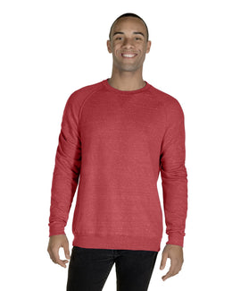 Jerzees Snow Heather French Terry Crewneck Sweatshirt 91MR | Red Snow Heather - Front