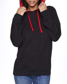 Next Level Unisex French Terry Pullover Hoodie 9301 | Black/ Red - Front