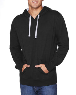 Next Level Unisex French Terry Pullover Hoodie 9301 | Black/ Hthr Grey - Front