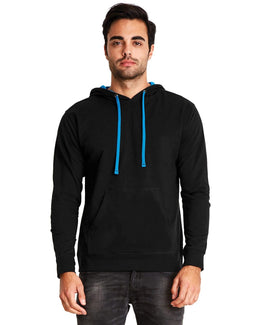 Next Level Unisex French Terry Pullover Hoodie 9301 | Black/ Turquoise - Front