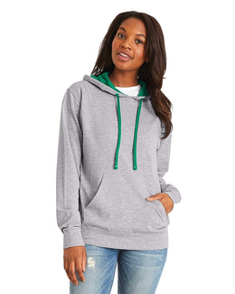 Next Level Unisex French Terry Pullover Hoodie 9301 | Hthr Gry/ Kl Grn - Front