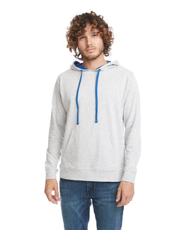 Next Level Unisex French Terry Pullover Hoodie 9301 | Hthr Grey/ Royal - Front
