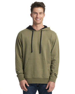 Next Level Unisex French Terry Pullover Hoodie 9301 | Miltry Grn/ Blk - Front
