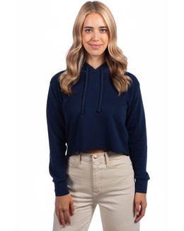 Next Level Apparel Ladies Cropped Pullover Hooded Sweatshirt 9384 | Midnight Navy - Front