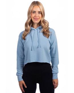 Next Level Apparel Ladies Cropped Pullover Hooded Sweatshirt 9384 | Stonewash Denim - Front