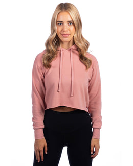 Next Level Apparel Ladies Cropped Pullover Hooded Sweatshirt 9384 | Desert Pink - Front