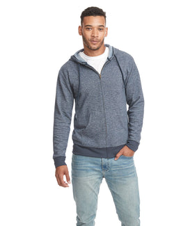 Next Level Unisex Denim Fleece Full-Zip Hoodie 9600 | Midnight Navy - Front