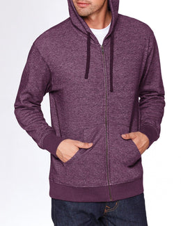 Next Level Unisex Denim Fleece Full-Zip Hoodie 9600 | Plum - Front