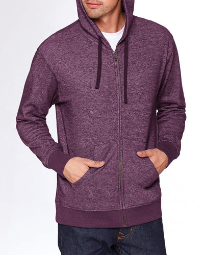 Next Level Unisex Denim Fleece Full-Zip Hoodie 9600 | Plum - Front