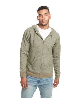 Next Level Unisex Denim Fleece Full-Zip Hoodie 9600 | Military Green - Front