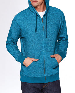 Next Level Unisex Denim Fleece Full-Zip Hoodie 9600 | Turquoise - Front