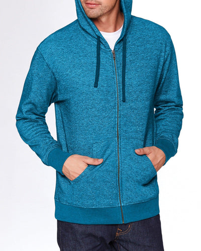 Next Level Unisex Denim Fleece Full-Zip Hoodie 9600 | Turquoise - Front