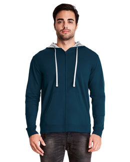 Next Level Adult French Terry Zip Hoody 9601 | Mid Nvy/ Hth Gry - Front