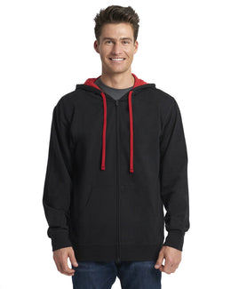 Next Level Adult French Terry Zip Hoody 9601 | Black/ Red - Front