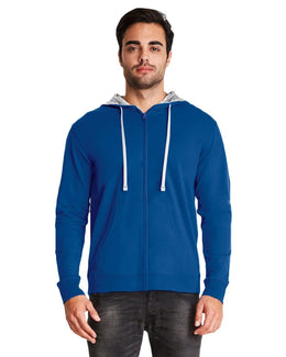 Next Level Adult French Terry Zip Hoody 9601 | Royal/ Hthr Gray - Front