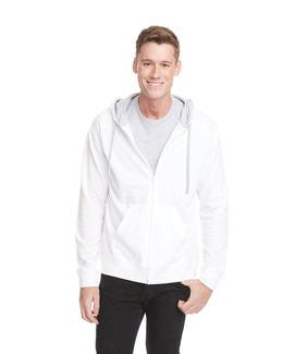 Next Level Adult French Terry Zip Hoody 9601 | White/ Hthr Gray - Front