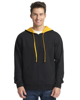 Next Level Adult French Terry Zip Hoody 9601 | Black/ Gold - Front