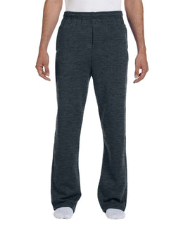 Jerzees Open Bottom Fleece Sweatpants 974MP | Black Heather - Front