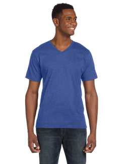 Anvil Fashion Fit V-Neck T-Shirt 982 | Heather Blue - Front