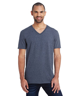 Anvil Fashion Fit V-Neck T-Shirt 982 | Heather Navy - Front