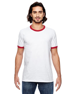 Anvil Lightweight Ringer T-Shirt 988AN | White/ Red - Front