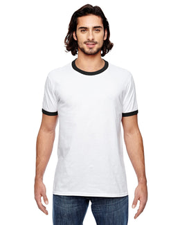 Anvil Lightweight Ringer T-Shirt 988AN | White/ Black - Front