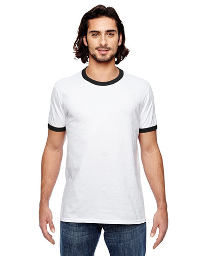 Anvil Lightweight Ringer T-Shirt 988AN | White/ Black - Front