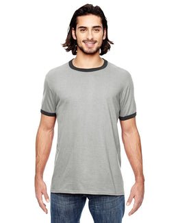 Anvil Lightweight Ringer T-Shirt 988AN | H Gr/ Tr H Dk Gr - Front