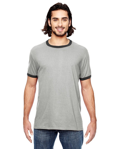 Anvil Lightweight Ringer T-Shirt 988AN | H Gr/ Tr H Dk Gr - Front