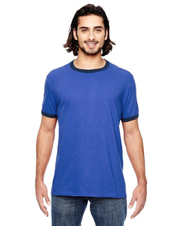 Anvil Lightweight Ringer T-Shirt 988AN | H Blue/ Tr Navy - Front
