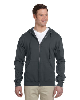 Jerzees Lightweight Full-Zip Hooded Sweatshirt 993 | Black Heather - Front