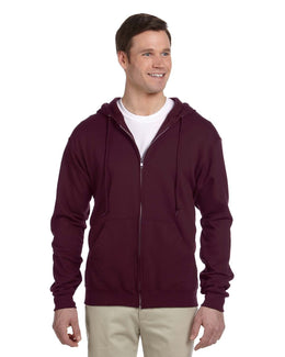 Jerzees Lightweight Full-Zip Hooded Sweatshirt 993 | Maroon - Front