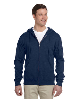 Jerzees Lightweight Full-Zip Hooded Sweatshirt 993 | Vintage Hth Navy - Front