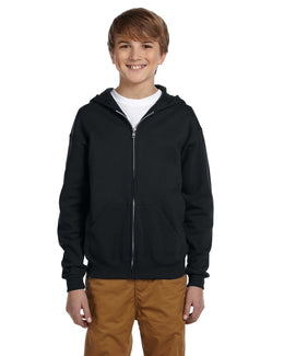 Jerzees Youth Full-Zip Hooded Sweatshirt 993B | Black - Front