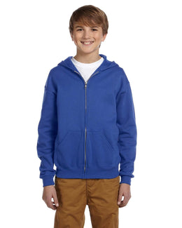 Jerzees Youth Full-Zip Hooded Sweatshirt 993B | Royal - Front
