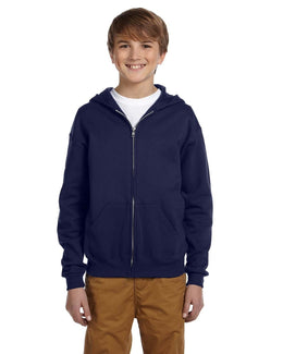 Jerzees Youth Full-Zip Hooded Sweatshirt 993B | J Navy - Front