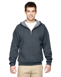 Jerzees 50/50 Quarter-Zip Pullover Hoodie 994MR | Black Heather - Front
