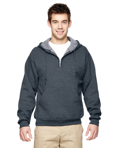 Jerzees 50/50 Quarter-Zip Pullover Hoodie 994MR | Black Heather - Front
