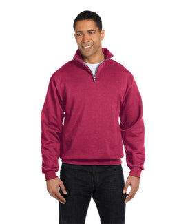 Jerzees NuBlend 50/50 Quarter-Zip Cadet Collar Sweatshirt 995M | Vintage Hthr Red - Front